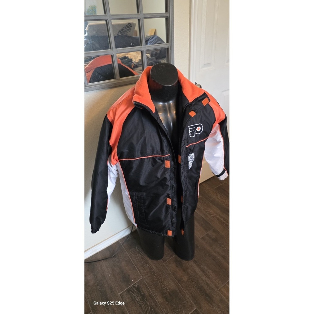 Vintage Reebok Philadelphia Flyers NHL Jacket Kids Black Orange FullZip FleeceXL